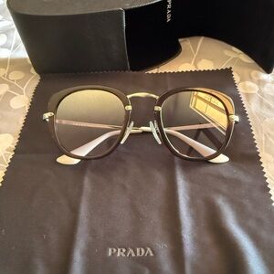 Prada Silver and Dark Brown Sunglasses